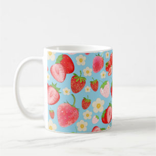 Mug Motif sans couture de fraise à l'aquarelle mignon