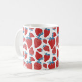 Mug Motif sans couture de fraise dessinée à la main. a (Devant gauche)