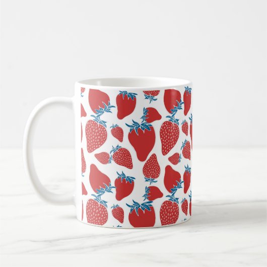 Mug Motif sans couture de fraise dessinée à la main. a (Gauche)