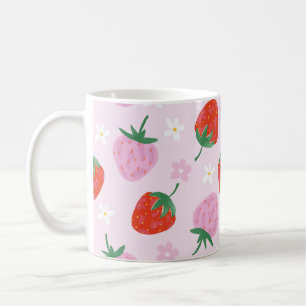Mug Motif sans couture de fraise d'esthétique dessinée