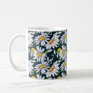 Mug Motif sans couture de grandes fleurs de camomille,