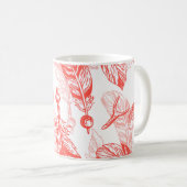 Mug Motif sans couture de plumes rouges (Devant droit)