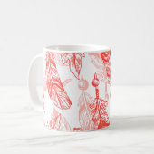 Mug Motif sans couture de plumes rouges (Devant gauche)