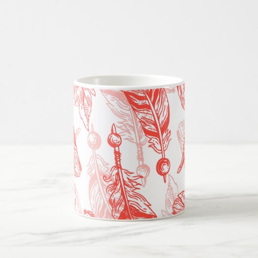Mug Motif sans couture de plumes rouges (Centre)