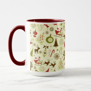 Mug Motif sans couture de rétro croquis de Noël