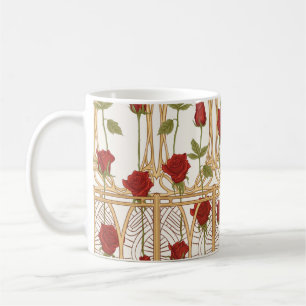 Mug Motif sans couture de roses vintage, fond dans l'a