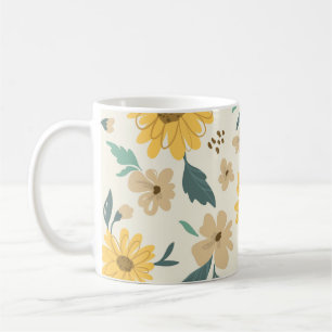 Mug Motif sans couture de tournesol. Marguerite jaune