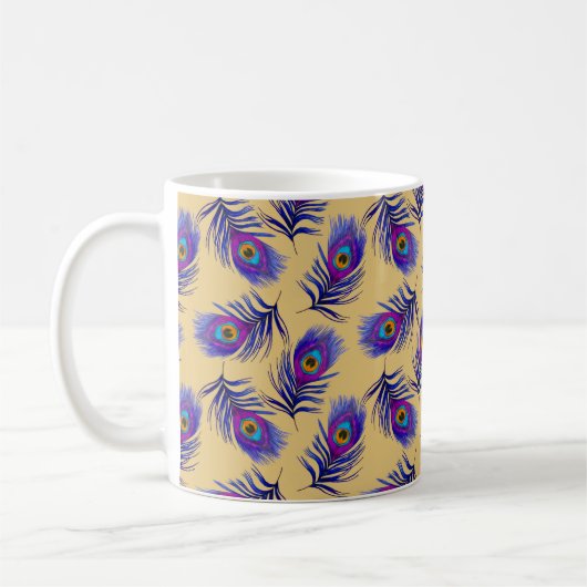 Mug Motif sans couture décorative avec beau paon (Gauche)
