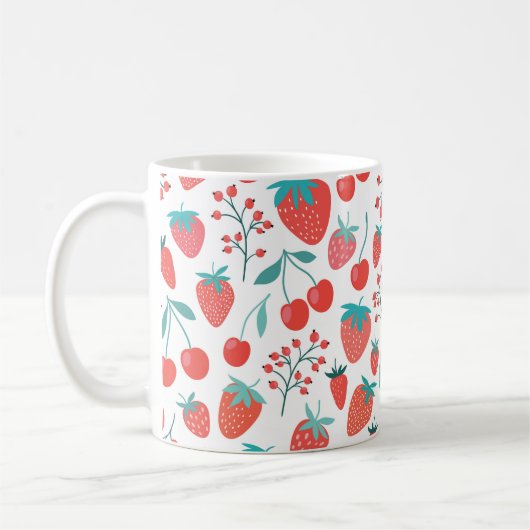 Mug Motif sans couture décorative avec fruits, fraise (Gauche)