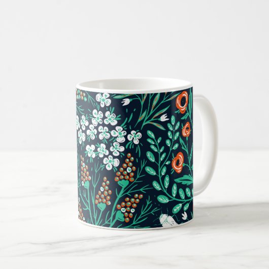 Mug  motif sans couture fleurie avec fleurs d'été et c (Devant droit)