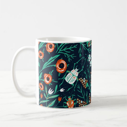 Mug  motif sans couture fleurie avec fleurs d'été et c (Gauche)