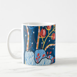 Mug motif sans couture fleurie avec fleurs exotiques