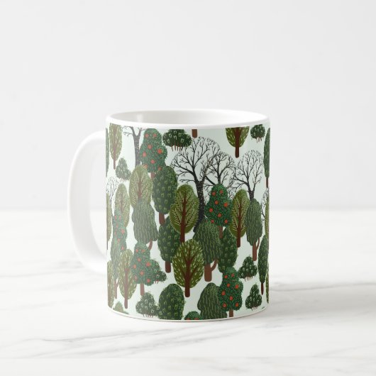 Mug Motif sans couture, forêt verte avec différents ar (Devant gauche)