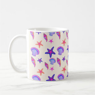Mug Motif sans couture Mermaidcore Coquillage Néon