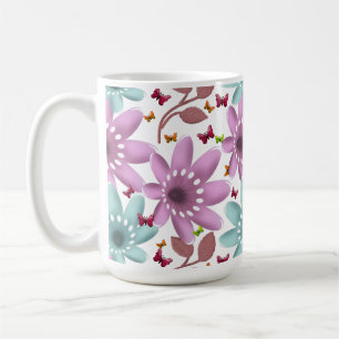 Mug Motif sans couture papillon floral Rose et menth