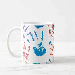 Mug Motif sans faille de mains humaines multicolores s