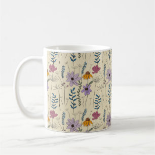Mug Motif sans fin de fleurs sauvages fantaisistes