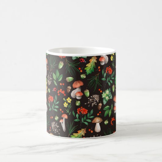 Mug Motif sans joint avec champignons, noix, feuilles, (Centre)