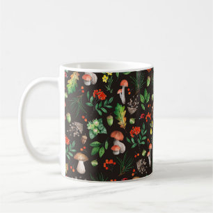 Mug Motif sans joint avec champignons, noix, feuilles,