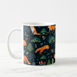 Mug Motif sans joint avec renards, arbres, feuilles, c