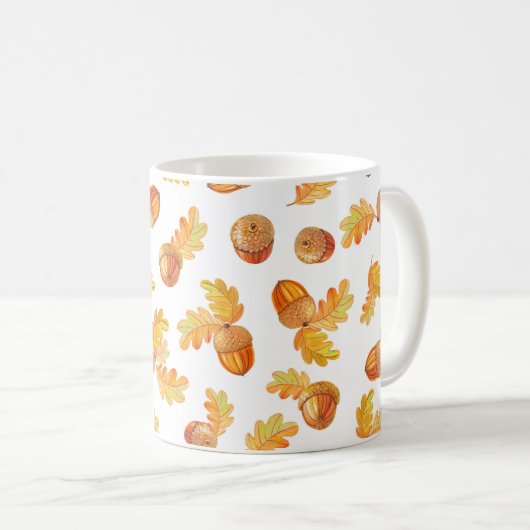 Mug motif sans soudure automne avec feuilles en chêne  (Devant droit)