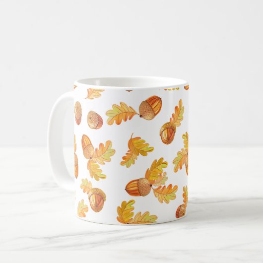 Mug motif sans soudure automne avec feuilles en chêne (Devant gauche)