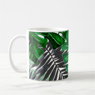Mug motif sans soudure de feuilles tropicaux et d'élém