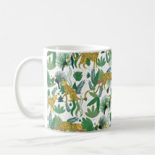 Mug motif sans soudure de léopards dans la jungle. Mét