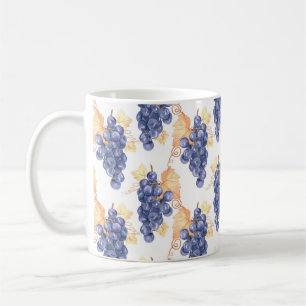 Mug Motif sans soudure de raisins pourpres sur blanc i