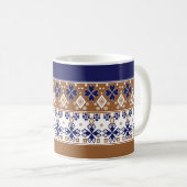 Mug Motif scandinave rayé marron bleu (Devant droit)