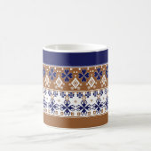 Mug Motif scandinave rayé marron bleu (Centre)