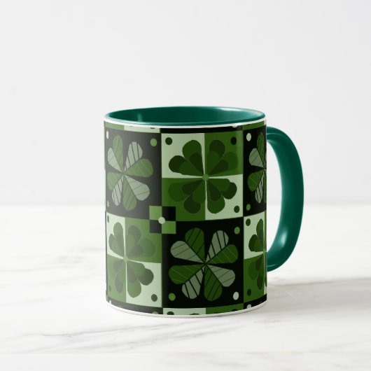 Mug Motif shamrock Checkerboard (Devant droit)