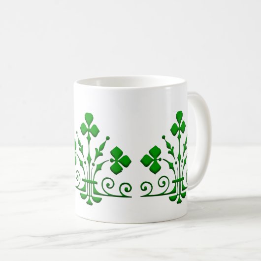 Mug Motif Shamrock vintage vert (Devant droit)