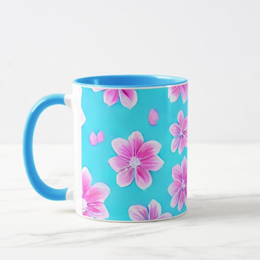 Mug Motif simple bleu et rose (Gauche)