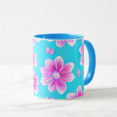 Mug Motif simple bleu et rose (Devant droit)