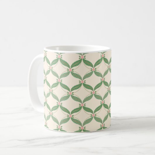 Mug Motif simple et transparent. Grille de feuilles et (Devant gauche)