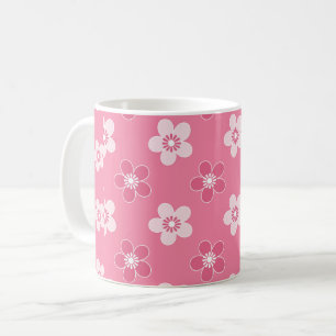 Mug motif simple floral solide rose rétro petit flux
