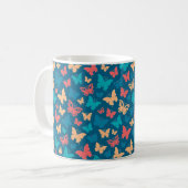 Mug Motif simple rose bleu turquoise papillon (Devant gauche)