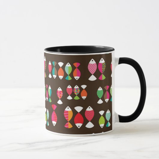 Mug Motif sous-marin 2 de rétros poissons abstraits (Droite)