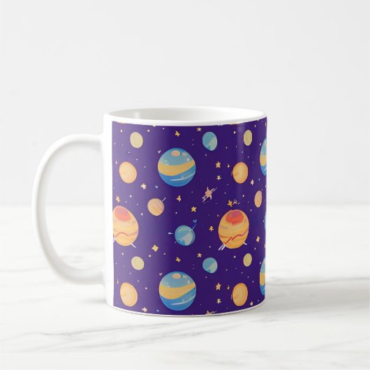 Mug Motif spatial coloré avec planètes, étoiles (Gauche)