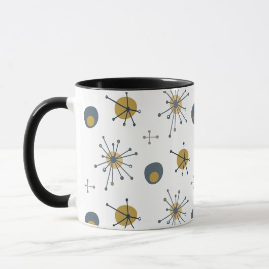 Mug Motif Starburst Atomic MCM Navy, Moutarde, Gris (Gauche)