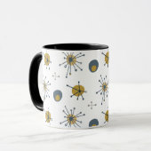 Mug Motif Starburst Atomic MCM Navy, Moutarde, Gris (Devant gauche)