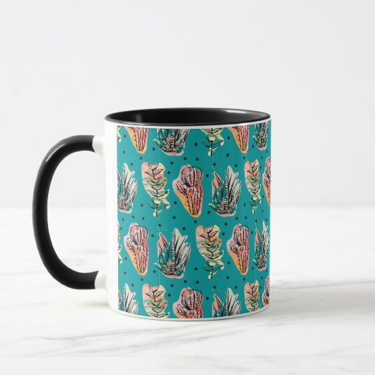 Mug Motif Succulent de Cactus Graphiques Abstraits (Gauche)