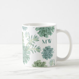 Mug Motif succulent du bonheur d'usine du monogramme