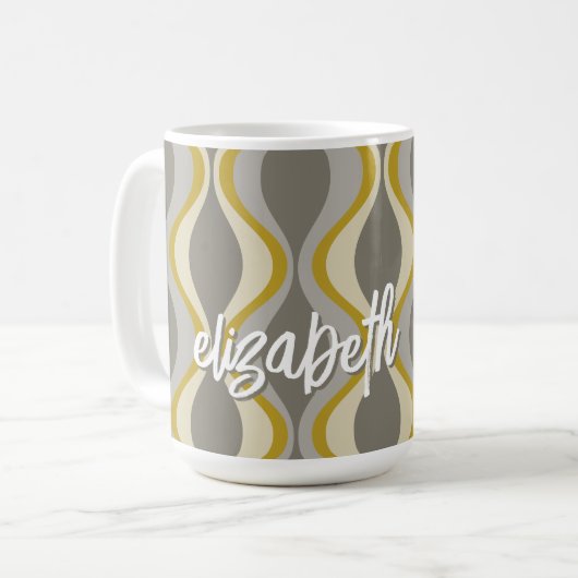Mug motif super rétro - monogramme - taupe or (Devant gauche)