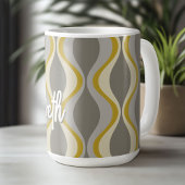 Mug motif super rétro - monogramme - taupe or