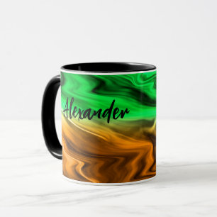 Mug Motif tacheté flou abstrait en orange vert