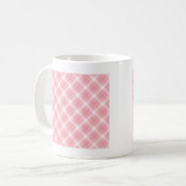 Mug Motif Tartan Rose Et Blanc (Devant gauche)