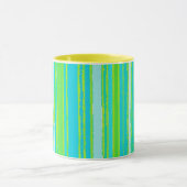 Mug Motif tendance Aqua Turquoise Lime Green Stripes (Centre)