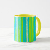 Mug Motif tendance Aqua Turquoise Lime Green Stripes (Devant droit)